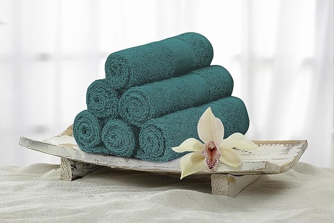 Premium Wash Cloths Pack of 12 (13" x 13") 100% Ring Spun Cotton | Luxury Washcloths | Ultra Soft Face Towels | Highly Absorbent Wash Cloths for face (Teal)