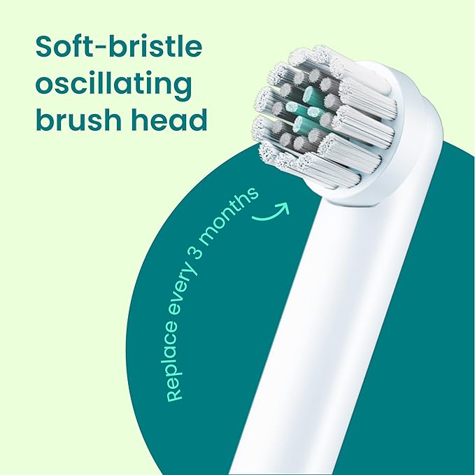 Quip Rev Oscillating Rechargeable Electric Toothbrush with Extra Brush Head - Soft Bristles, Pressure Sensor, 3 Intensities, 30-Day Battery Life, 2-Min Timer, Travel Case, Mirror Mount - Blue Mist