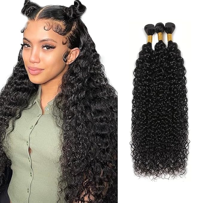 26 28 30 inch WuvuSnm Kinky Curly Bundles 1B Curly Human Hair Bundles Wet and Wavy Bundle Natural Black 150g