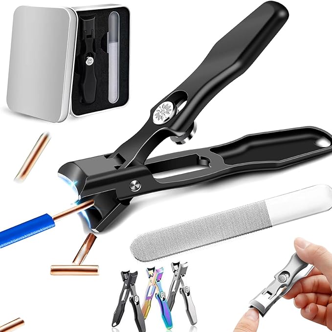 German Nail Clippers for Men, 2025 Upgraded Ultra Sharp Stainless Steel Nail Clippers for Thick Nails, The Luxurious Ultra Sharp Nail Clippers Set with Nail File for Seniors Men Women (Black)