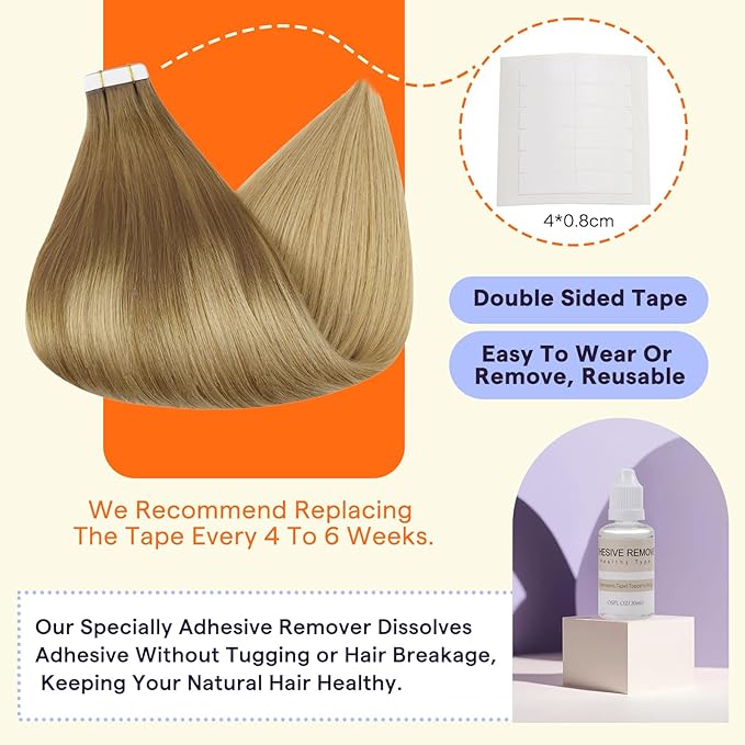 Full Shine Human Hair Tape in Extensions Color 10 Brown Fading to 14 Golden Blonde 12 Inch Invisible Double Sided Remy Tape in Hair Extensions Human Hair 20 PCS Seamless Skin Weft 30 Grams Add Volume