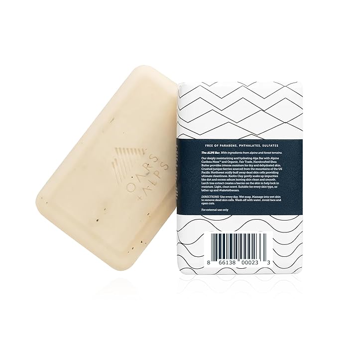 Oars + Alps Shea Butter & Jojoba Oil Exfoliating Bar Soap for Men, Deep Cleaning & Exfoliating Soap, Made with Clean Ingredients, All Skin Types, Cruelty Free, Paraben Free, Travel Size, 3pk, 6oz