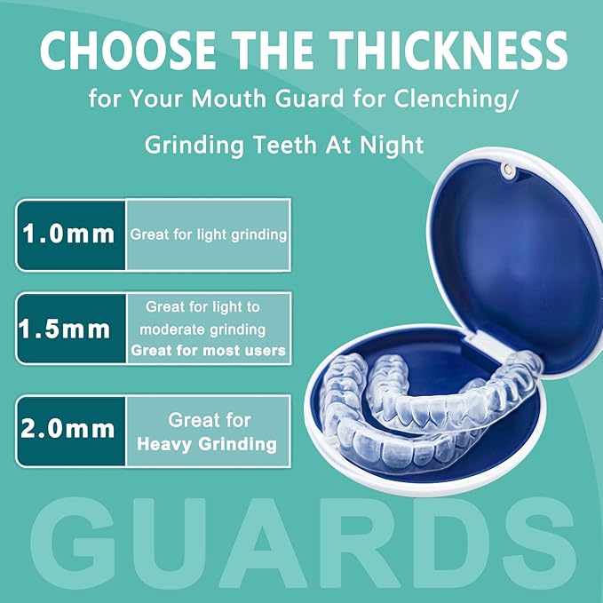 Mouth Guard for Grinding Teeth at Night, Bite Guard for Teeth Clenching Nighttime for TMJ Relief, Nightguard for Adult and Kids (Count, 2)