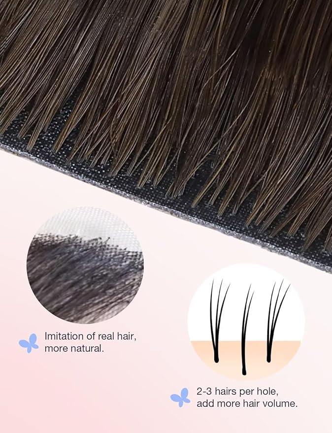 DOORES Injection Tape in Hair Extensions Human Hair Invisi Edge, Dark Brown to Chestnut Brown 10pcs Injection Tape-ins 25g 20 Inch, Human Injected Tape in Extensions Seamless