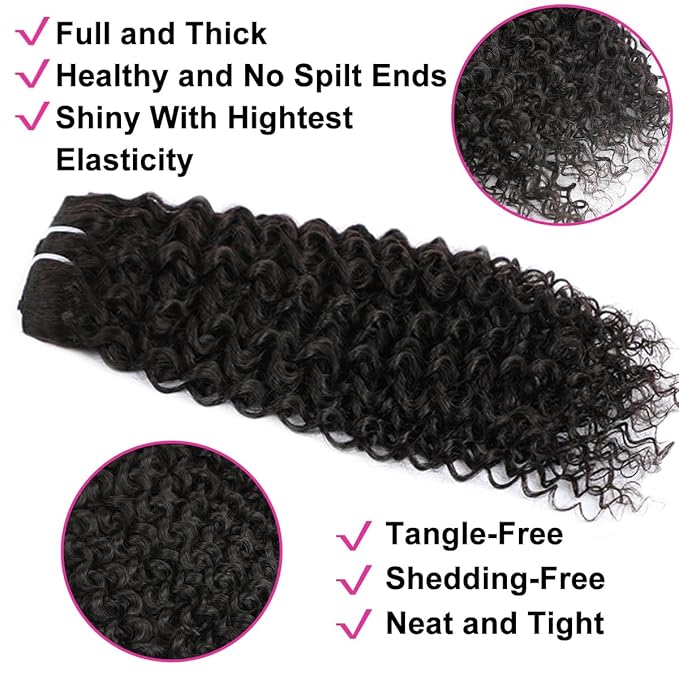 3C 4A Curly Clip In Hair Extension Real Human Hair 22 Inch Kinky Curly Clip in Hair Extensions Real Human Hair Brazilian Remy Human Hair Extensions Double Weft 8Pcs 110g Natural Black