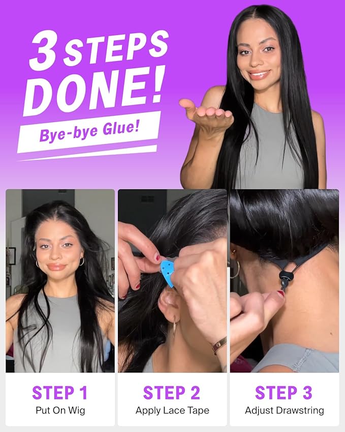 13x6 HD Lace Front Wigs Human Hair Glueless Pre Plucked Ear to Ear Bleached Knots 220% Density Straight Drawstring Wig 24 Inch