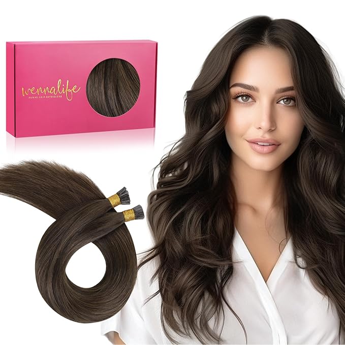 WENNALIFE I Tip Hair Extensions Real Human Hair, 100g 100s 22 Inch Chocolate Brown Remy Itip Human Hair Extensions Invisible Itips Straight I Tips Cold Fusion Extensions