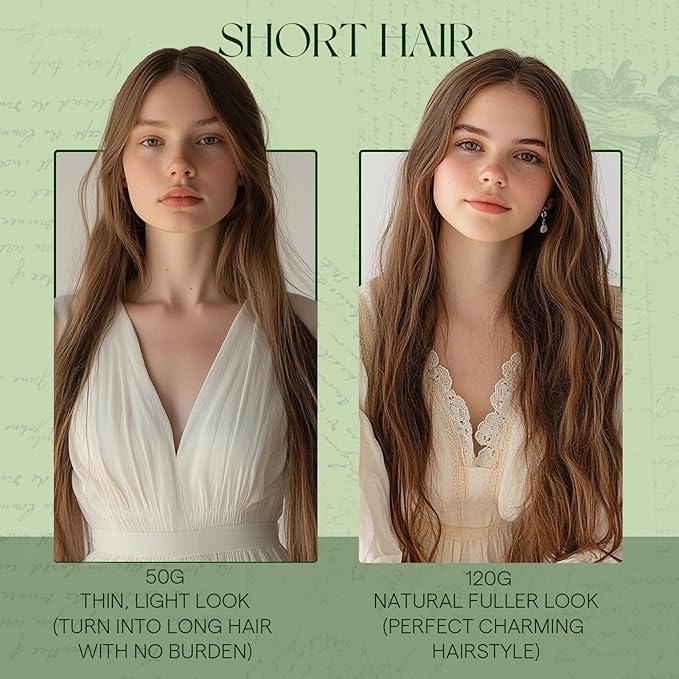 RUNATURE Clip in Hair Extensions Real Human Hair, 14 Inch 120g 7pcs Thick Human Hair Clip in Extensions Brown, Remy Hair Extensions Clip ins, Full Head Tangle Free Hair #2 Dark Brown