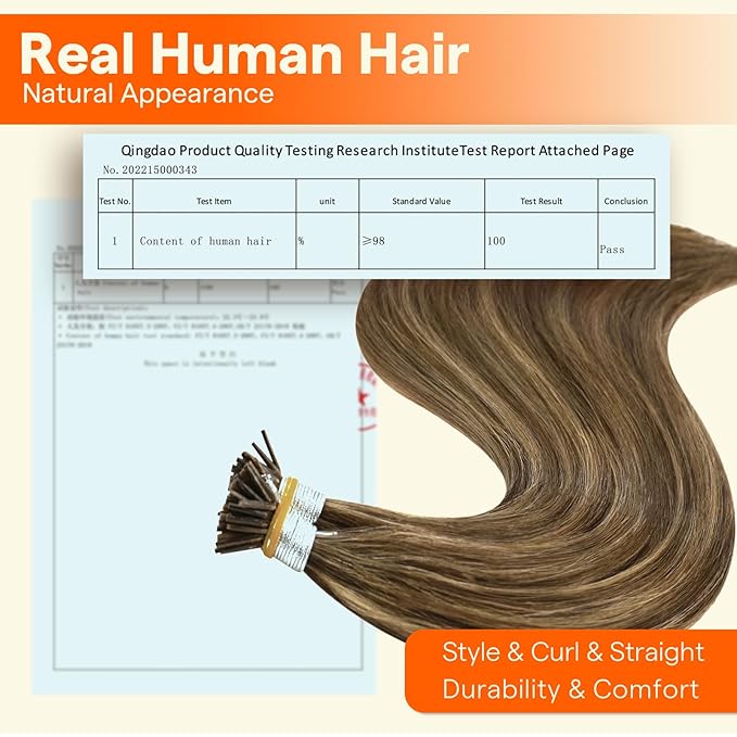 Full Shine I Tip Hair Extensions Real Human Hair Brown Highlighted Honey Blonde Itip Human Hair Extensions Keratin Itip Extensions 16 Inch 40 Grams Cold Fusion Remy Hair