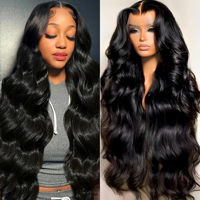 24 Inch Body Wave Lace Front Wigs Human Hair 200 Density 13x6 HD Lace Frontal Wigs Pre Plucked with Baby Hair Natural Color Glueless Wigs for Women