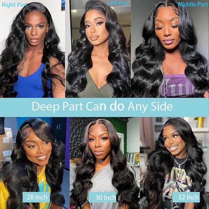 28Inch 13X6 Body Wave Lace Front Wigs Human Hair Pre Plucked 220% Density HD Lace Frontal Wigs Human Hair Wigs