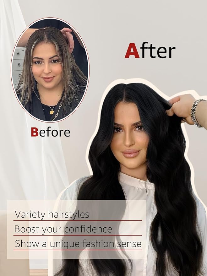 Clip in Hair Extensions Real Human Hair, 20 Inch 120g, #1 Jet Black, Natural Straight Clip On Hair Extensions 6pcs Per Set With 18 Clips Double Drawn(#1,20'')