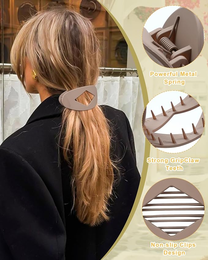 6 PCS French Flat Hair Clips for Women 2 Styles Large Matte Flat Claw Clips Strong Hold No-Slip French Hair Barrettes for Thick Thin Hair(Multicolor 6)
