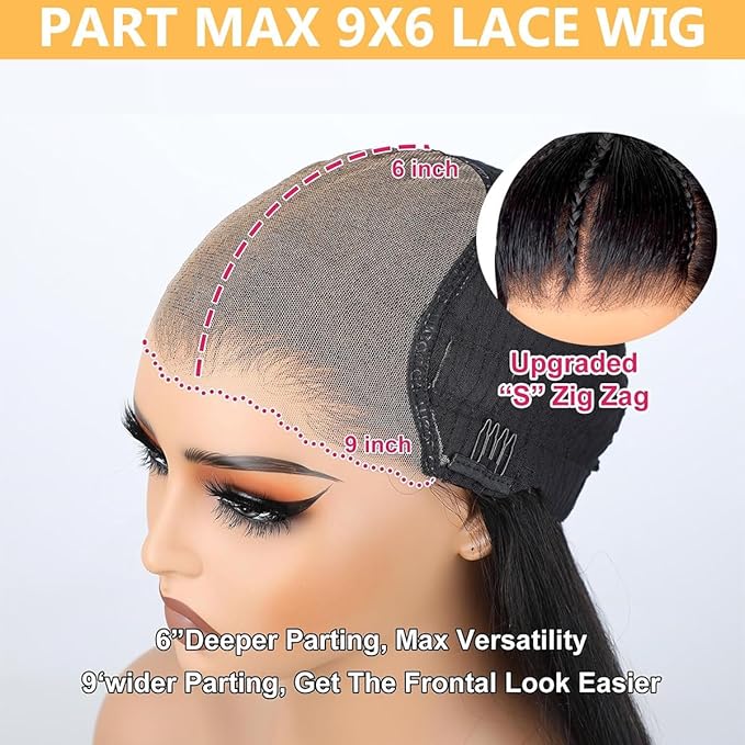 AMIRTY 250% Density Ready to Go 9x6 glueless braided wigs for black women Bleached Knots Ombre Straight Wigs Human Hair Wear and Go Glueless wigs human hair Natural Color 22 Inch