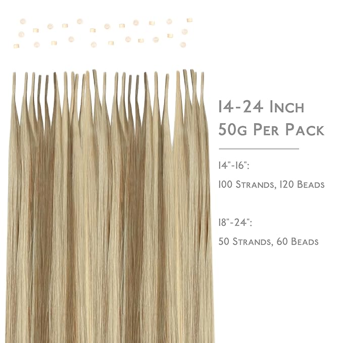 WENNALIFE I Tip Hair Extensions Human Hair, 50g 100s 14 Inch Ash Brown with Platinum Blonde Highlights Remy Itip Human Hair Extensions Invisible Itips Straight I Tips Fusion Extensions Real Human Hair