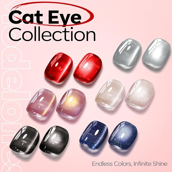 modelones Red Cat Eye Gel Nail Polish Magnetic Glitter Holographic Red Ruby Christmas Polish Reflective Jelly Translucent UV Gel Manicure 15 ML