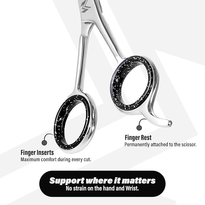 MUSI Hair Scissors 6.5" – 420 Japanese Stainless Steel Standard Hair Cutting Scissors – Premium Barber Shears for Professional Haircut – Silver Sharp Shears with Hair and Beard Comb