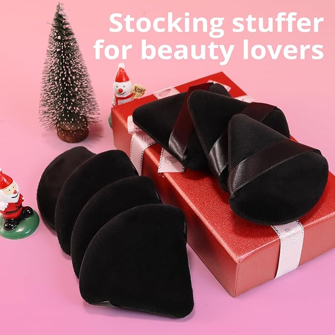 BEAKEY 12pcs Powder Puffs for Face Powder Triangle Powder Puff for Loose and Cosmetic Foundation, Makeup Puff for Contouring, Cloud Kiss Beauty Makeup Tools, Stocking Stuffers for Women