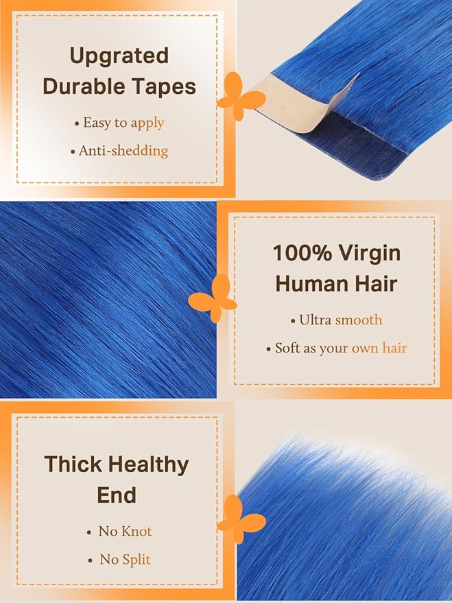 DOORES Hair Extensions Human Hair Tape in 16 Inch 10pcs 25g, Straight Hair Invisible Tape