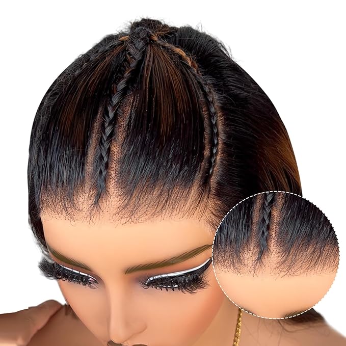 AMIRTY Ombre Lace Front Wig Human Hair 200% Density Glueless Braided Wigs Human Hair for Women 9x6 HD Bleached Knots Highlight Straight Lace Front Wigs Human Hair 20 Inch