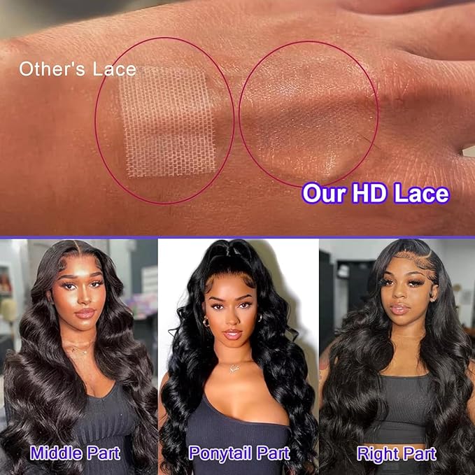 Body Wave Lace Front Wigs Human Hair 200 Density 13x6 HD Lace Frontal Wigs Human Hair Pre Plucked Natural Color 20 Inch