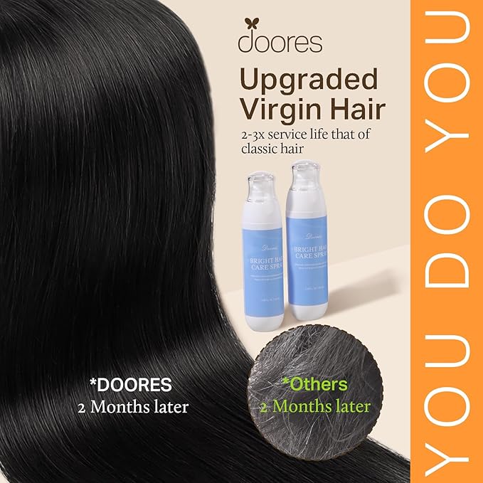 DOORES Clip in Human Hair Extensions, Dark Brown 150g 9pcs 14 Inch, Real Remy Straight Thick Hair