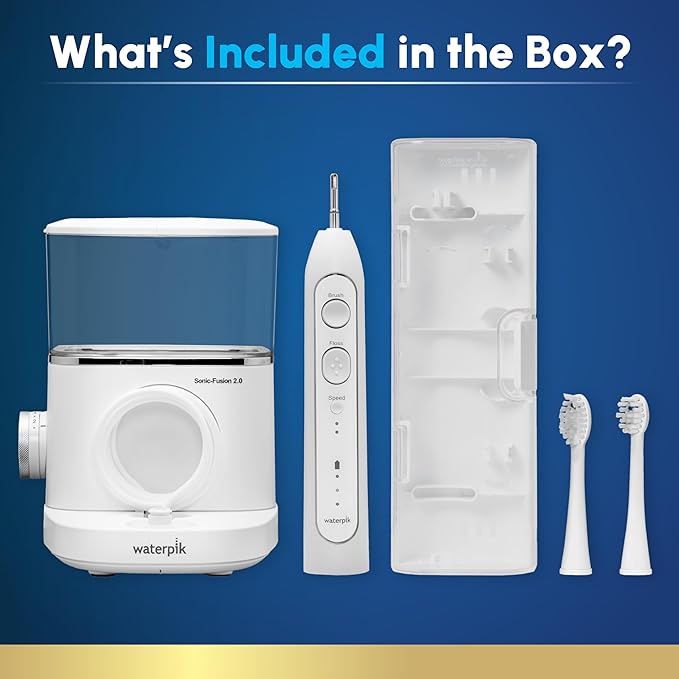 Waterpik Sonic-Fusion 2.0 Professional Flossing Electric Toothbrush with Water Flosser Combo In One, White SF-04, Packaging May Vary
