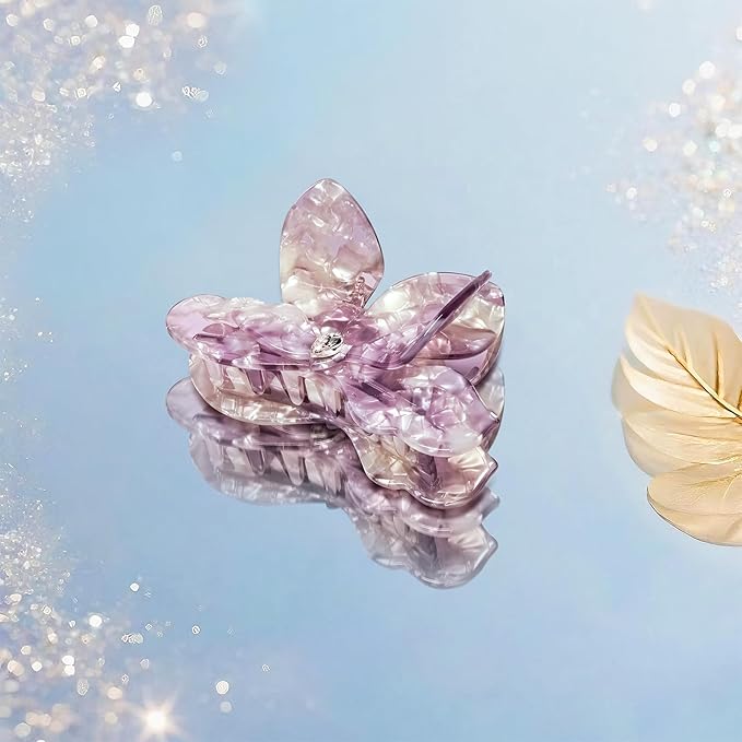 Flower Hair Claw Clips,Acetate Flower Hair Clips Cute Large Hawaiian Claw Clips for Women,3.82 Inch, Durable Design for Thick or Thin Hair (Purple)