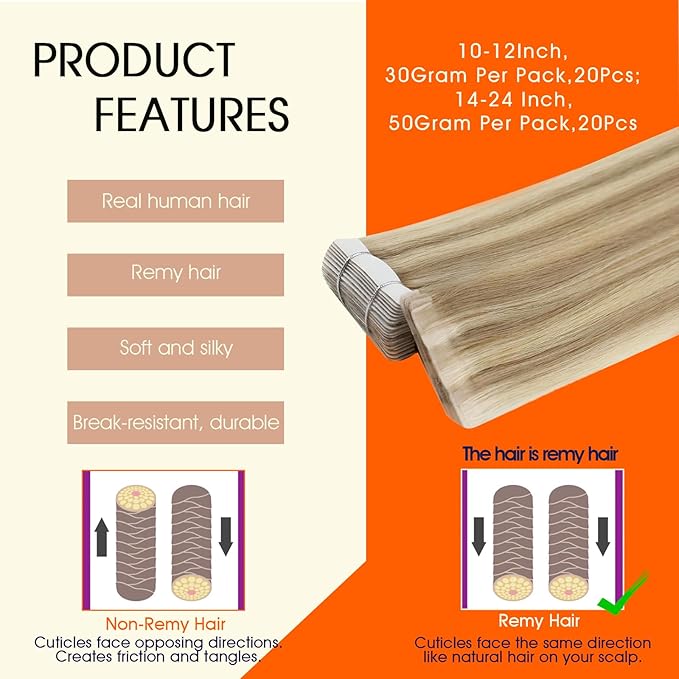 Full Shine Blonde Tape in Hair Extensions Color 16 Highlight 22 Blonde Remy Injection Tape Hair Extensions Real Human Hair 16Inch Travel Friendly Styling 40G Seamless Skin Weft Natural Straight 20Pcs