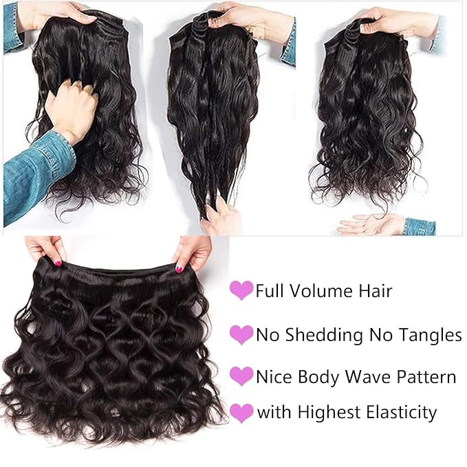 12A Human Hair Bundles 22 24 26 28 Inch Body Wave Bundles Human Hair 100% Unprocessed Brazilian Virgin Hair Body Wave 4 bundles Deals Human Hair Extensions Quick Weave for Women Natural Black