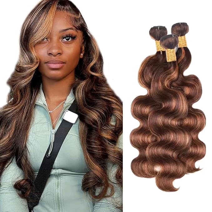 Brown Bundles Human Hair Highlight Body Wave Bundles 20 22 24 inch P430 Human Hair Bundle #4 and #30 Body Wave Bundle