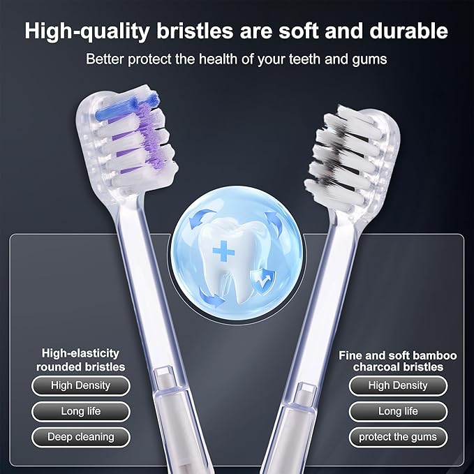 Electric Toothbrush Wave Oscillation & Vibration Sonic Tooth Brush for Adults BASS-Brushing Technique Travel Rechargeable Toothbrushes 4 Soft Bristle Replace Heads IPX7 Gifts for Men Women Black