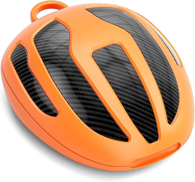 BVN Mouthguard Case Sports, Adult & Youth Sizes Universal Storage for Mouthguard, with Silicone Lanyard, Orange+Carbon Fiber Coating.
