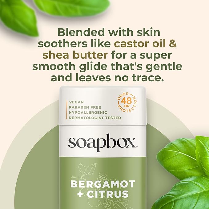 Soapbox Aluminum Free Deodorant, 2 Pack Bergamot & Citrus and Coconut & Vanilla Scented Deodorant, Scented Aluminum-Free Natural Deodorants, 2.65oz