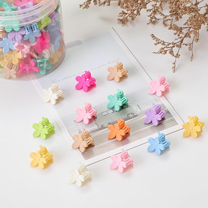 Mini Flower Hair Clips 100Pcs, Small Hair Clips Mini Claw Clips Cute Jaw Clips Hair Pins Hair Barrettes Hair Accessories for Women Girls Kids Teens