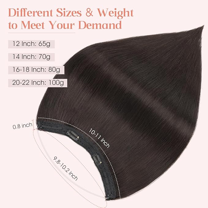 Hairro Wire Hair Extensions Human Hair, Fish Line Invisible Adjustable & Clips in Extensions Straight, 100% Real Hairpieces Seamless Blending for Women, 22 Inch 100g Natural Black