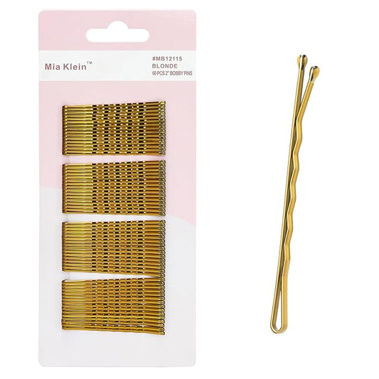 Bobby Pins, Hair Pins 2 Inch 60PCS Crimped Hair Grips for Kids, Girls, and Women, Secure and Easy for All Hair Types, With Ball Tips Design. Hair Accessories for Daily Use (Blonde)