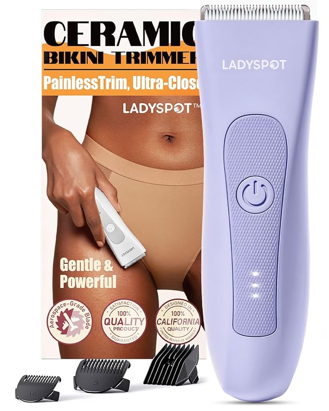 MANSPOT Bikini Trimmer for Women, Pubic Hair Trimmer Shaver for Women -Waterproof Hair Shaver Razors, LADYSPOT™ Shaving Sets,with 3 Guards,Replaceable Hypoallergenic Ceramic Blade,Wet/Dry(Purple)
