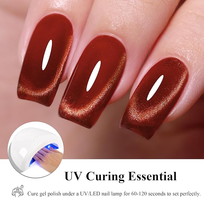 10ml Hema Free Red Cat Eye Gel Nail Polish Blood Red Color Glitter Gel Polish with Magnet Soak Off Manicure Art DIY Salon for Women