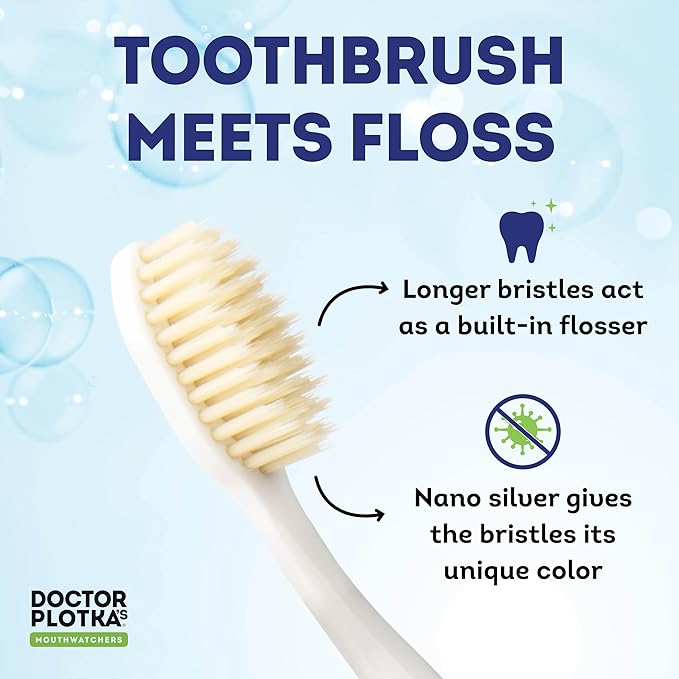 MOUTHWATCHERS Soft Flossing Toothbrushes, Value Pack of 4, Red, Manual Toothbrush for Adults, Ultra Clean, Good for Sensitive Teeth and Gums, by Dr. Plotka's