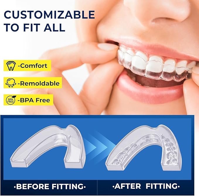 Mouth Guard for Grinding Teeth at Night: Moldable Dental Guard for Sleeping - Nighttime Protection for Teeth (8 Counts)