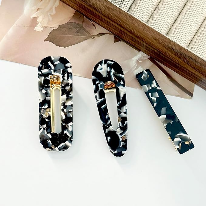 12 Pieces Acrylic Resin Marble Hair Clips Set, Decorative Pearls Hair Barrettes Sweet Decorative Bobby Pins Hairpin Headwear Hair Accessories Headwear for Women and Girls…