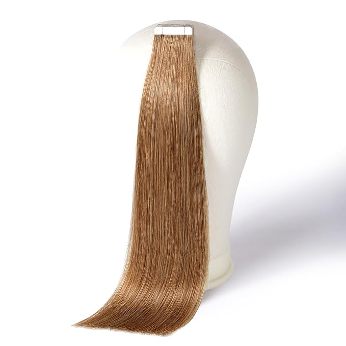 DNE Tape in Hair Extensions Real Human Hair 14inches 20Pcs/40g/Pack Seamless #M4/27Chocolate Brown to Honey Blonde Straight Invisible Double Sided Tape in Hair Extensions for Women/Girls