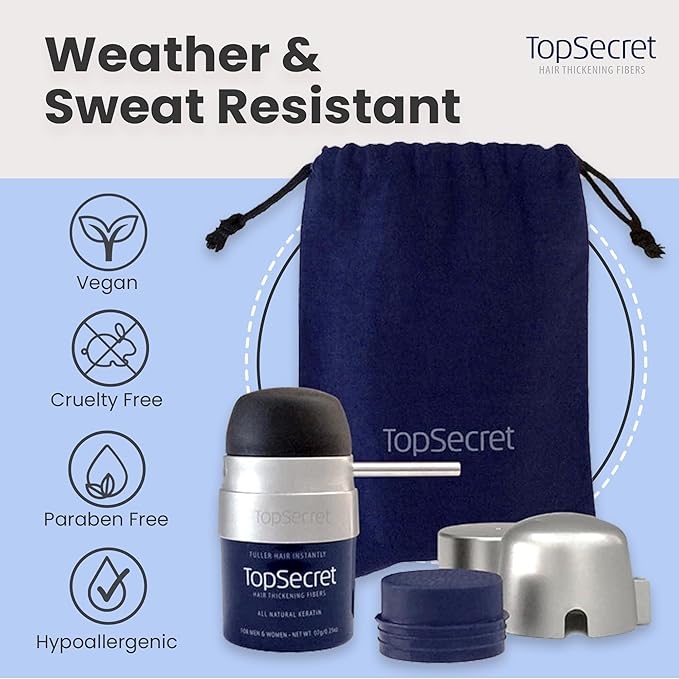 Top Secret Hair Thickening Building Fibers Applicator Included - Undetectable & Natural Hair Filler for Men & Women - Instantly Fill in Thinning Hair - Weather & Sweat Resistant (Light Brown, Medium)