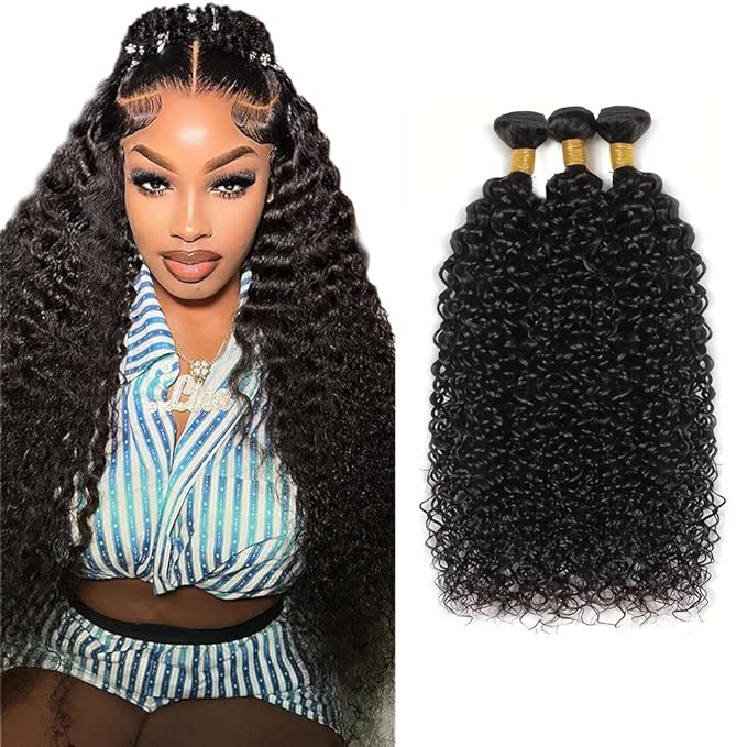 28 30 32 inch Human Hair Bundles Water Wave Bundles Human Hair Wet and Wavy Bundle Natural Black Color