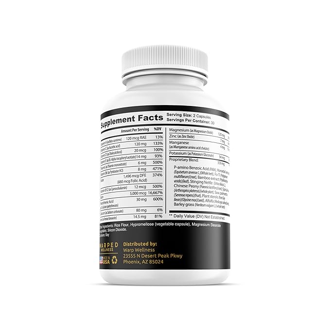 Womens Hair Growth Supplement | Thicker Fuller Hair Support for Thinning Hair and Hair Loss Vitamins | Warped Wellness Vümm Goddess