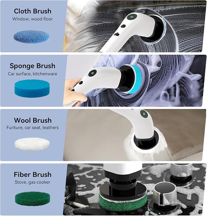 Electric Bathroom Cleaning Brush, Cordless Spin Scrubber Full Body Waterproof IPX7 (Extend Handle Included)
