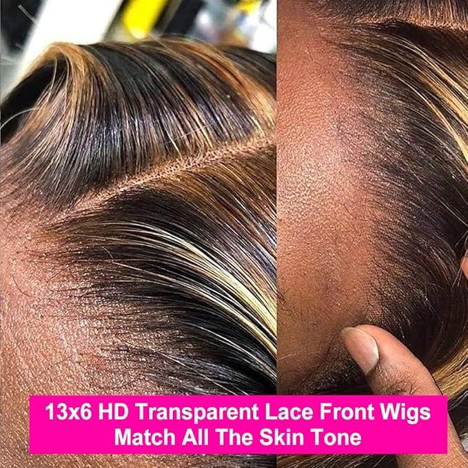 Highlight Deep Wave Lace Front Wigs Human Hair P4/27 Ombre 13x6 Wet and Wavy Frontal Wigs for Women Glueless Honey Blonde Curly Wigs Pre Plucked with Baby Hair Honey Blonde Wig 24 Inch