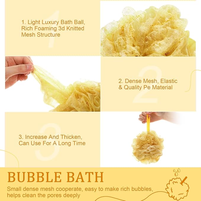12 Pcs Christmas Bath Loofah Sponge Red Green Loofah Exfoliating Body Scrubber Shower Sponge 50g Mesh Shower Pouf Balls Gift Set for Women Men Bathing Accessories(Gold)