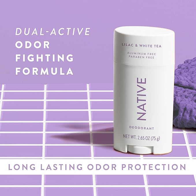Native Deodorant Contains Naturally Derived Ingredients, 72 Hour Odor Control | Seasonal Scents for Women and Men, Aluminum Free with Baking Soda, Coconut Oil and Shea Butter | Lilac & White Tea